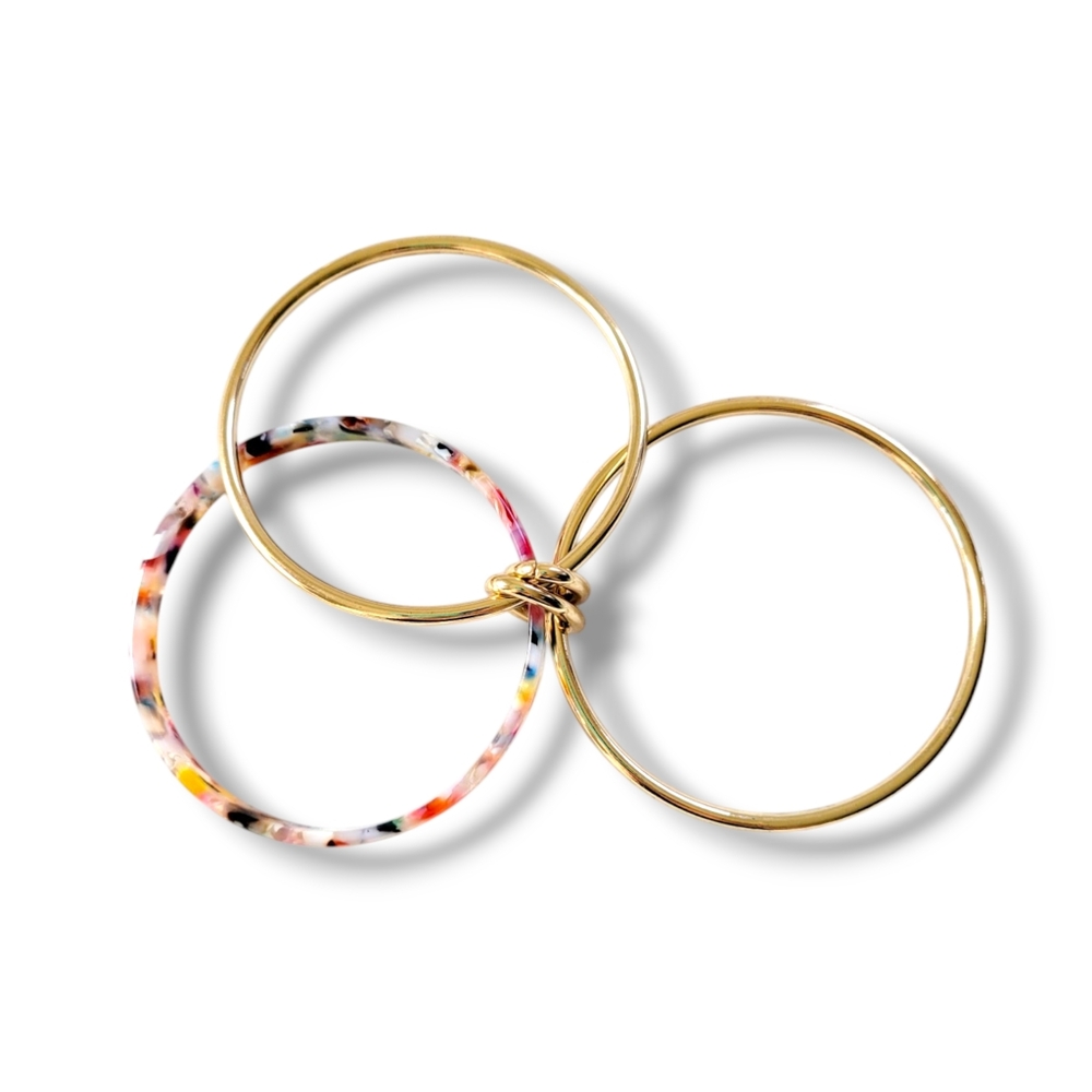LOFT | NWOT Pretty Multicolor Gold Tone 3 Tier Bangle Bracelet - Picture 6 of 9